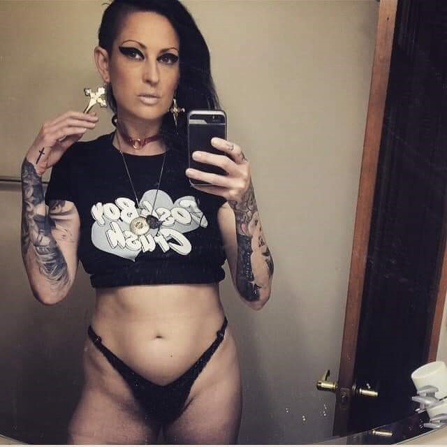 Friend of Cosh Boy Mollie Black lead singer from Hot Pink Satan